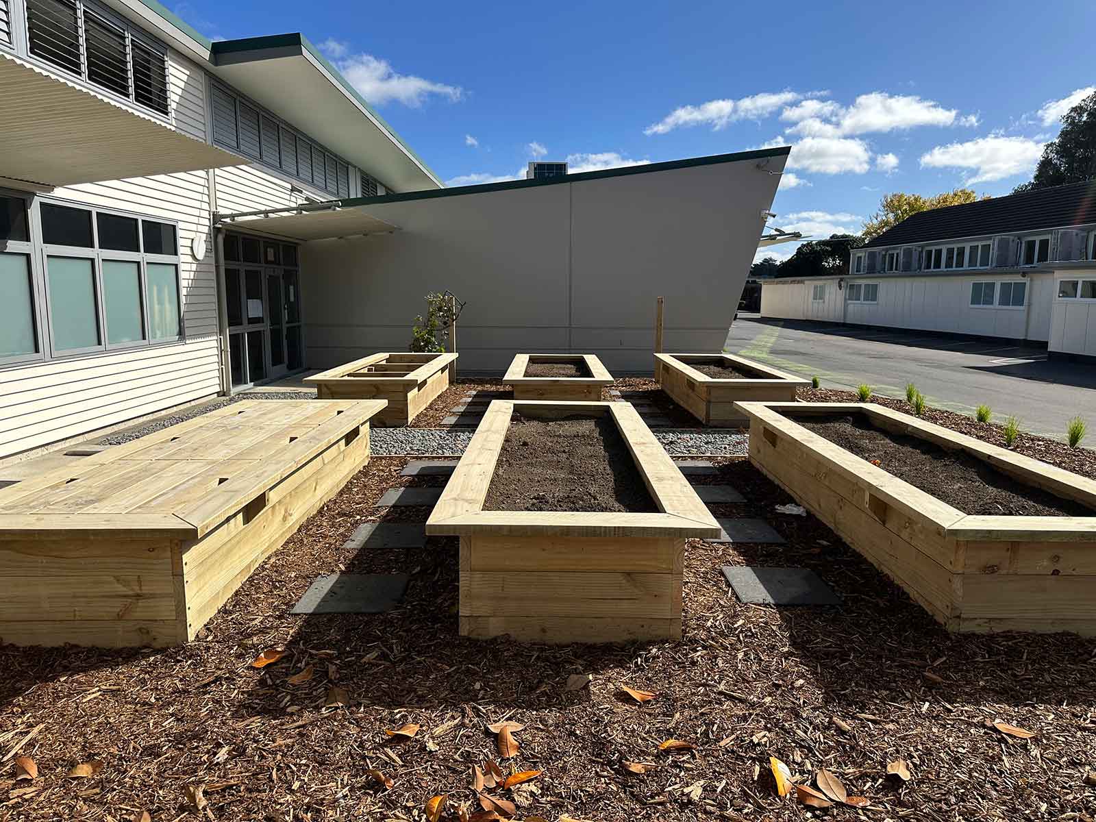 Planter boxes built by Elysion landscaping.